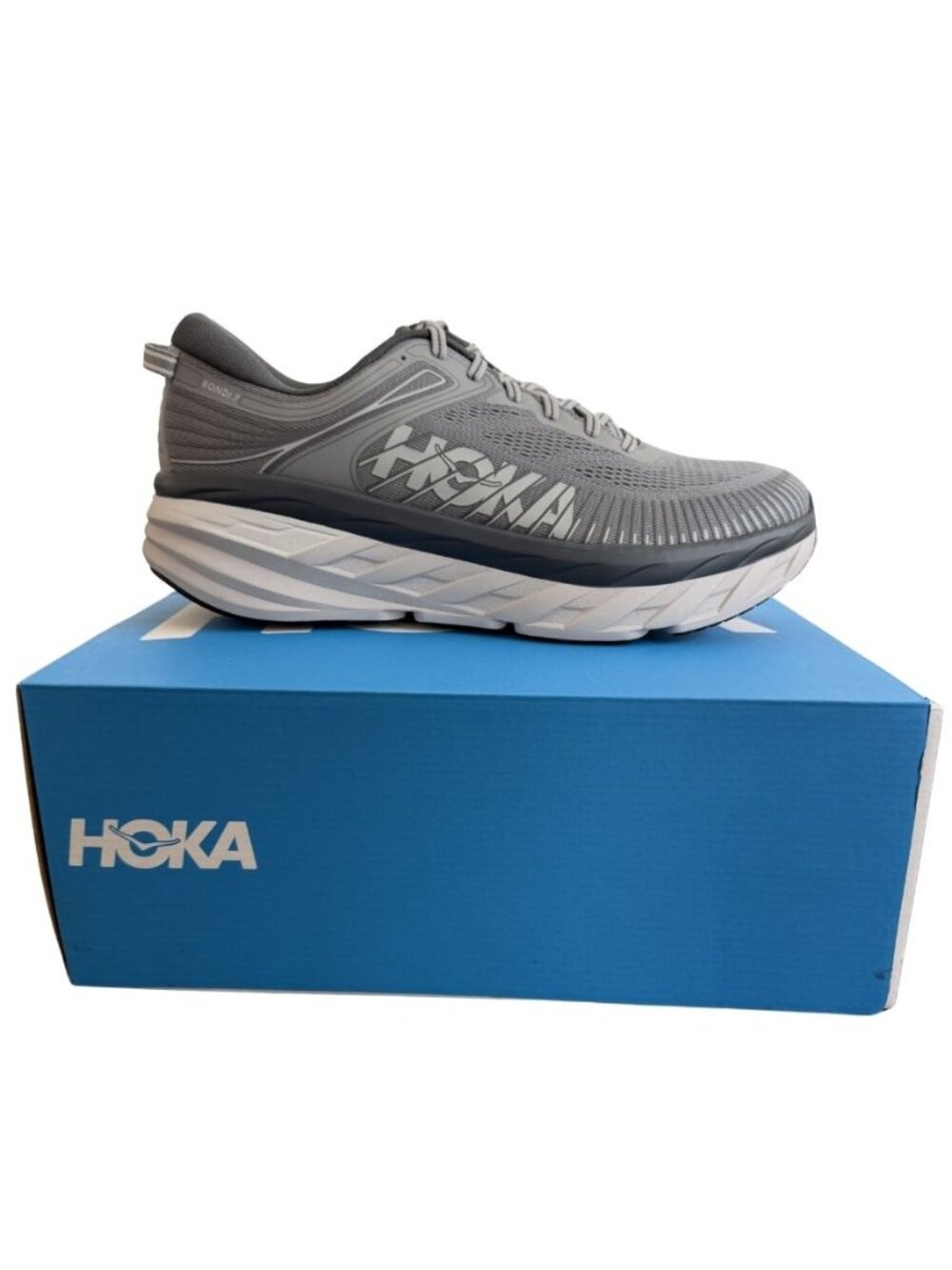 HOKA ONE ONE Bondi 7 in Wild Dove / Dark Shadow grey! Men's size 11.5